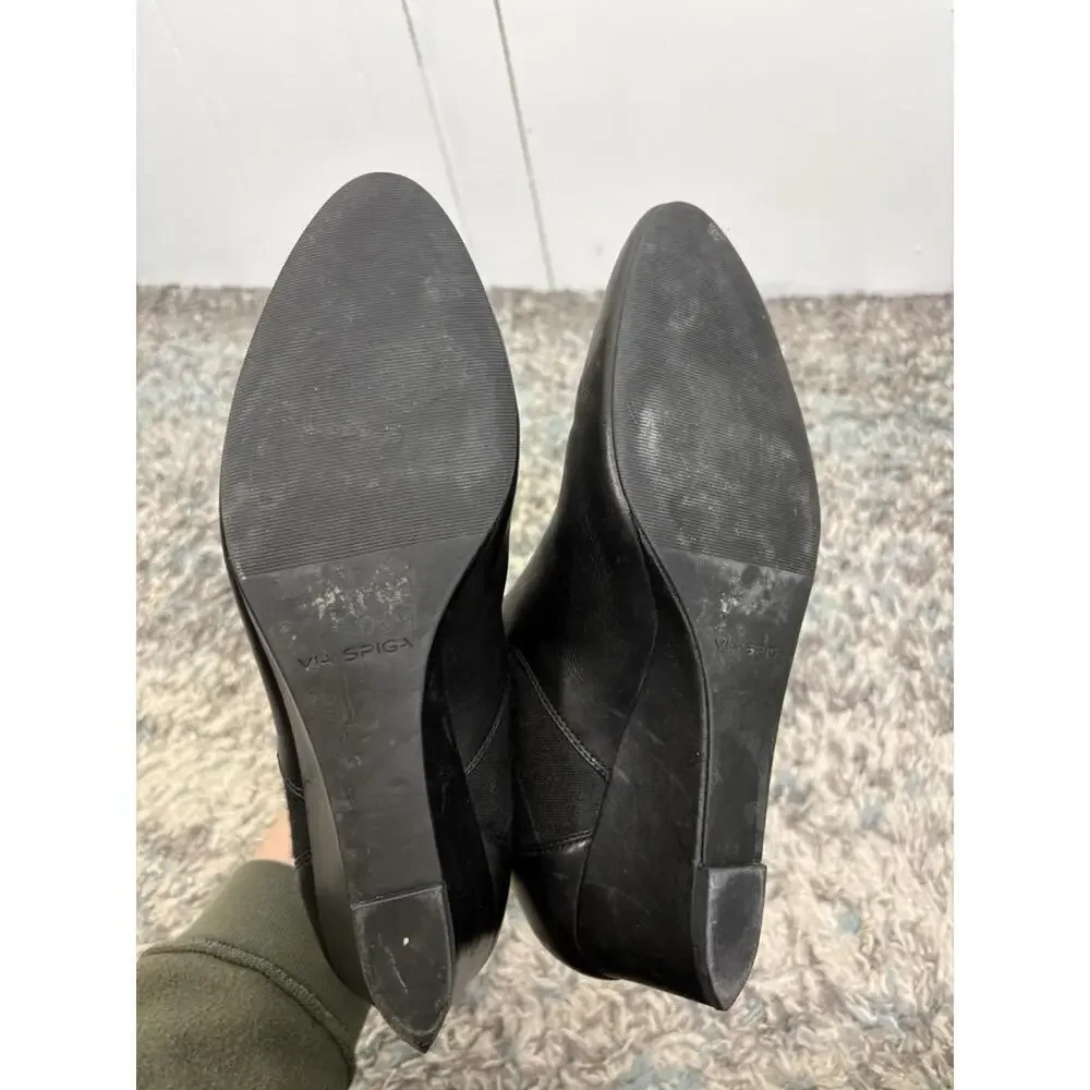 Via Spiga Boots Womens 9.5 Pull On Chelsea Wedge Leather Staple Quiet Luxury